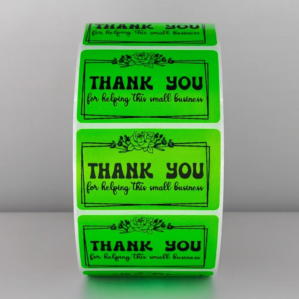 Thank You Small Business Stickers | Mint Green Floral Packaging Labels
